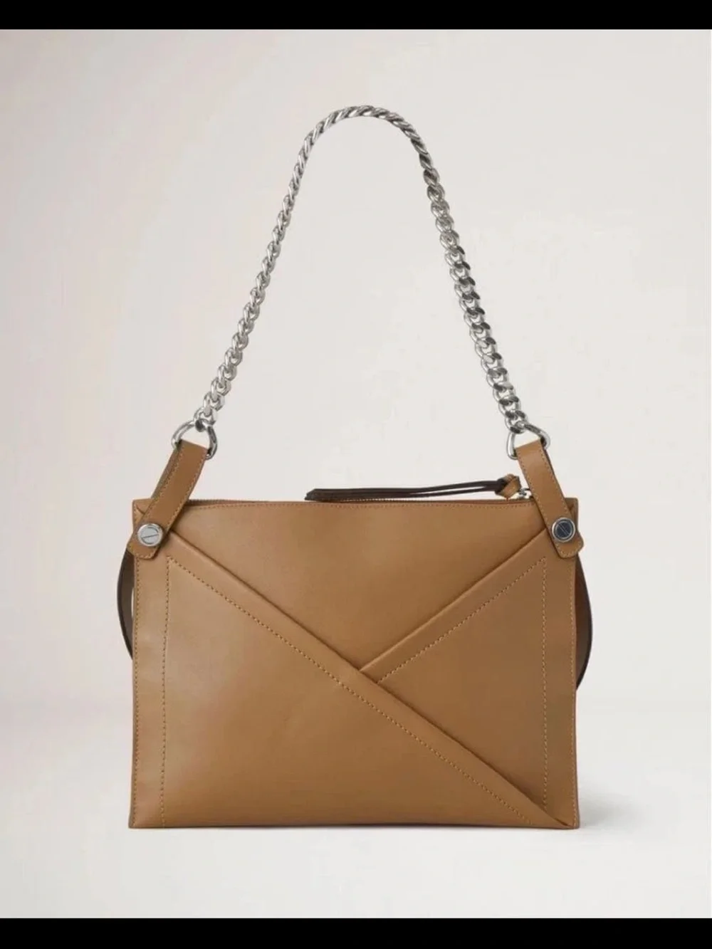 Mulberry Tan Leather Shoulder Bag with Silver Chain